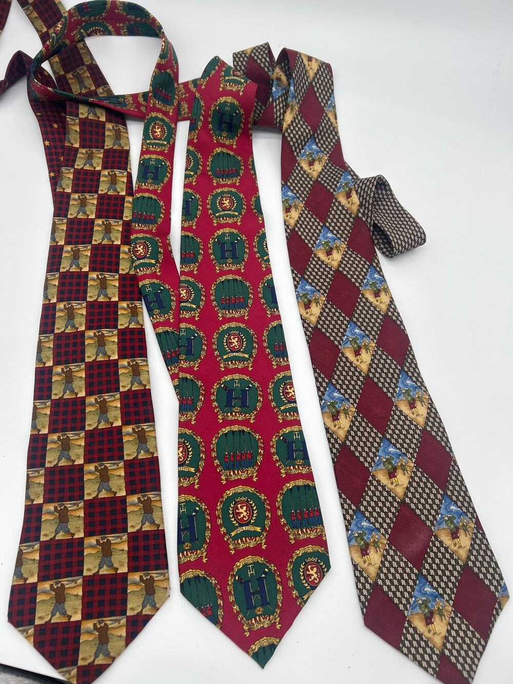 Bundle of 3 Tommy Hilfiger Ties 100% Italian Silk Made in United States Golf